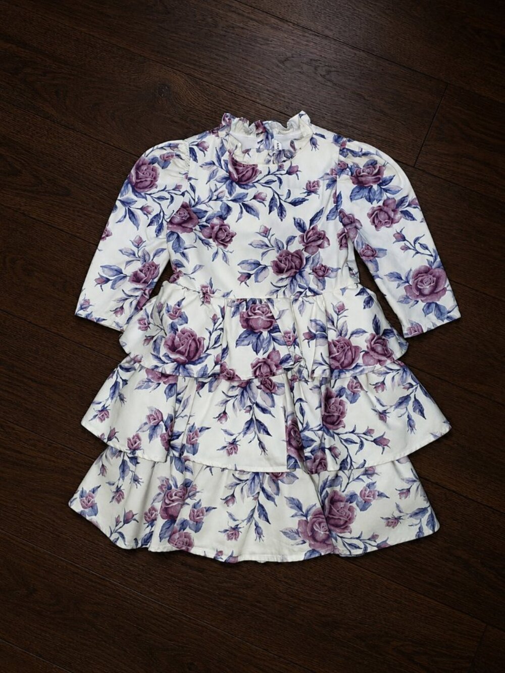 Janie and Jack Winter Sonata Floral Satin Tiered Dress Size 8